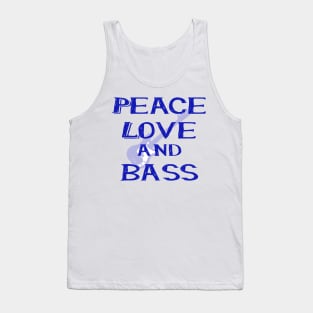 Peace love and bass guitar in blue Tank Top